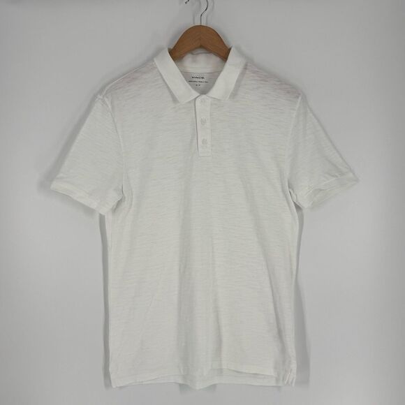 Vince Short Sleeve Slub Polo in White | Small - Picture 4 of 7